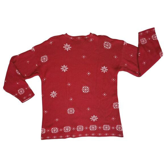 NutCracker Womens Festive Winter Sweater Medium Holiday Snowflakes Snowman Skier - Picture 6 of 11